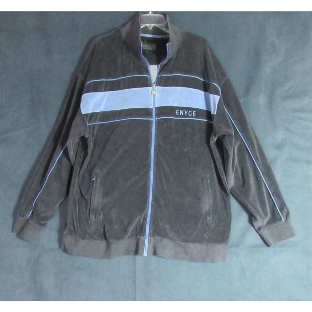 Vintage Enyce Velour Track Suit Jacket Mens XXL Gray Hip Hop Baggy 90s Full Zip